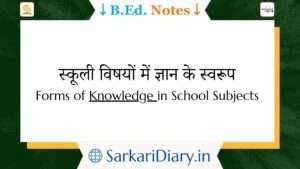 Forms of Knowledge in School Subjects B.Ed Notes