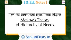 Maslow's Theory of Hierarchy of Needs B.Ed Notes By Sarkari Diary