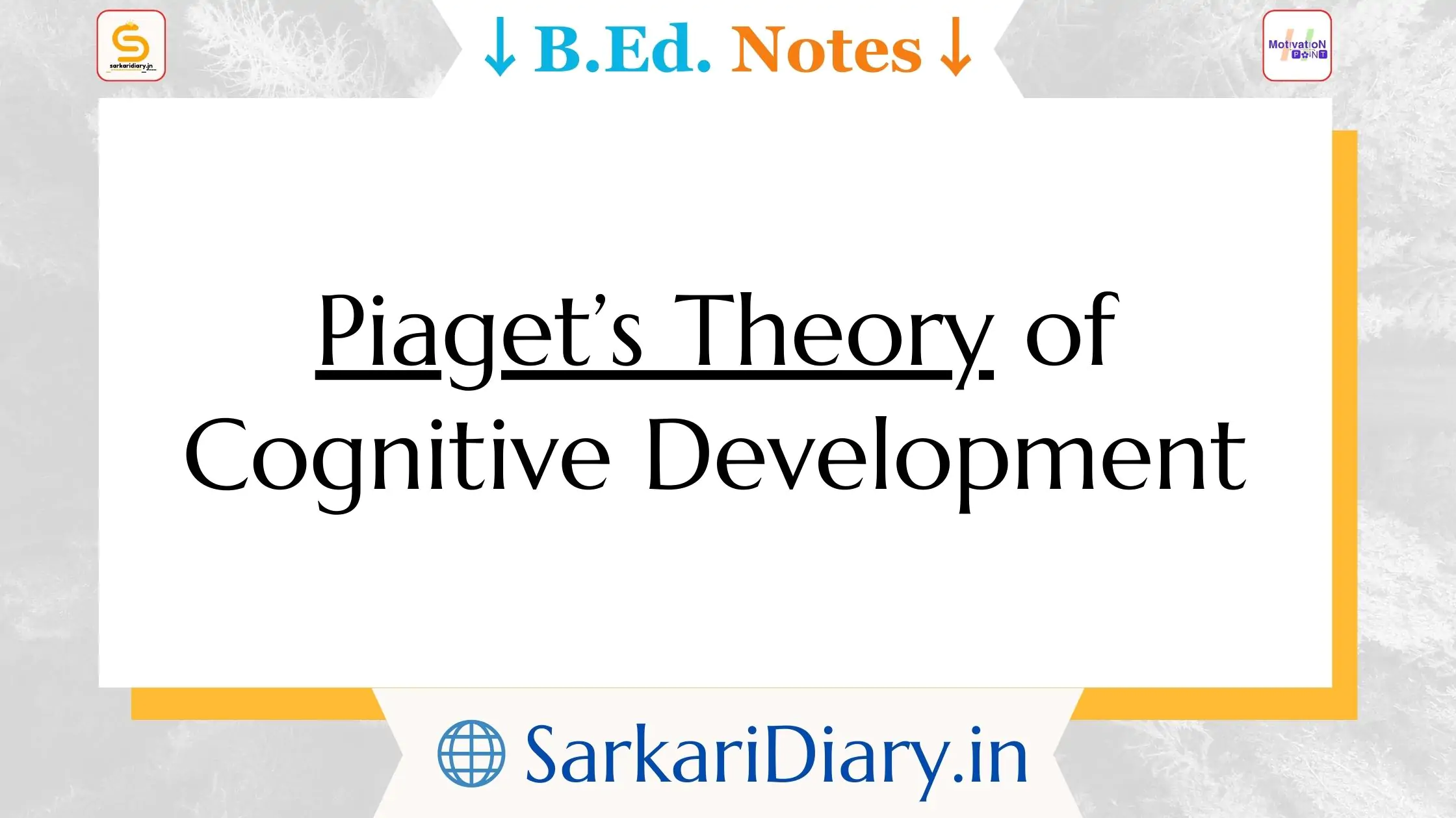 Piaget’s Theory of Cognitive Development B.Ed Notes