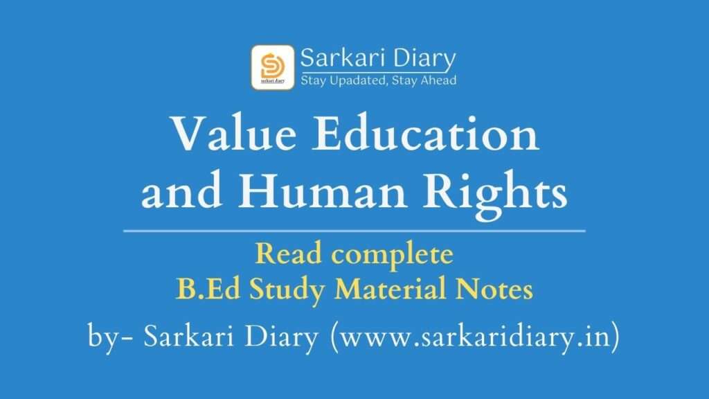 Value Education and Human Rights B.Ed Notes