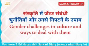 संस्कृति में जेंडर संबंधी भूमिकाओं की चुनौतियाँ और समाधान B.Ed Notes