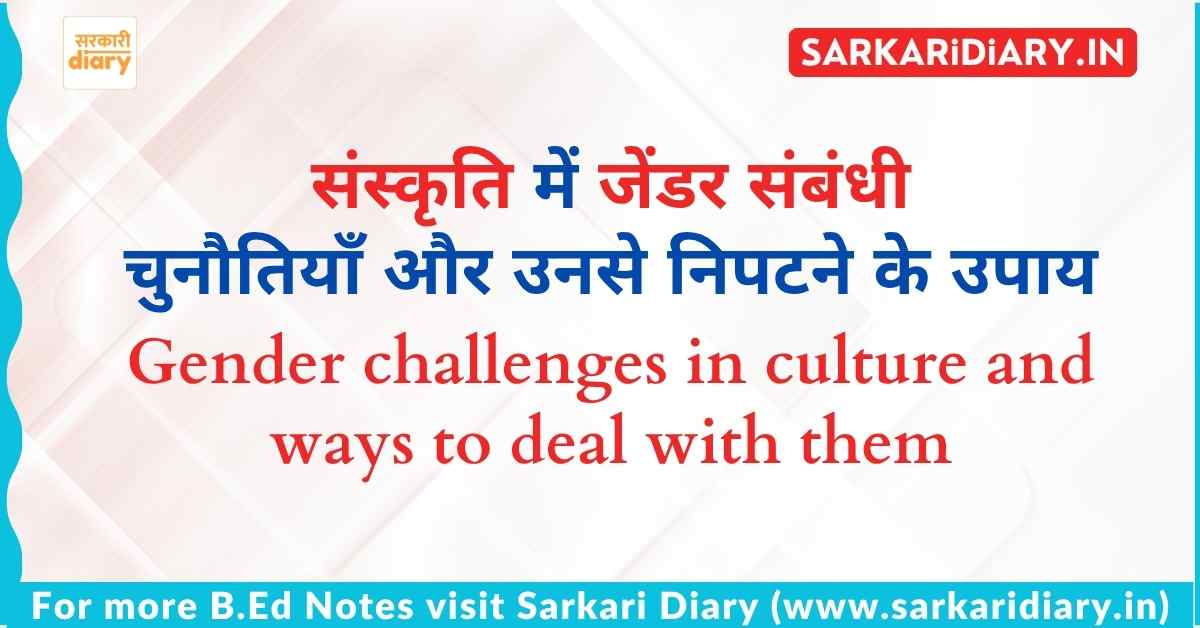 संस्कृति में जेंडर संबंधी भूमिकाओं की चुनौतियाँ और समाधान B.Ed Notes