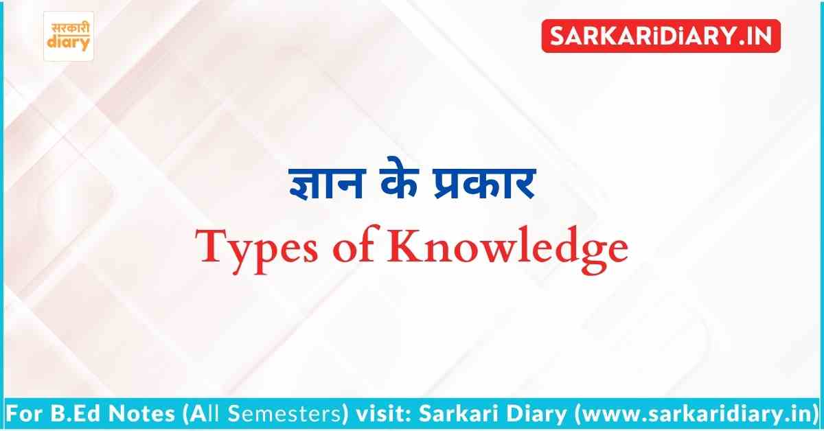 ज्ञान के प्रकार (Types of Knowledge) B.Ed Notes