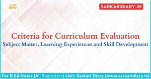 Criteria for Curriculum Evaluation