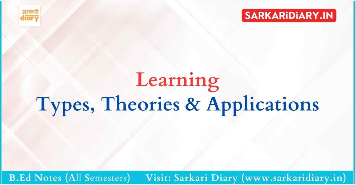 Learning: Types, Theories and Applications in Education