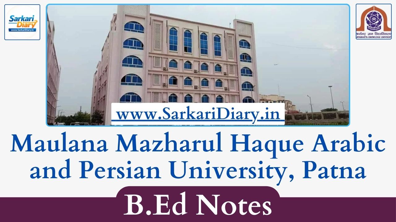 Maulana Mazharul Haque Arabic and Persian University, Patna B.Ed Notes and Study Material PDFs